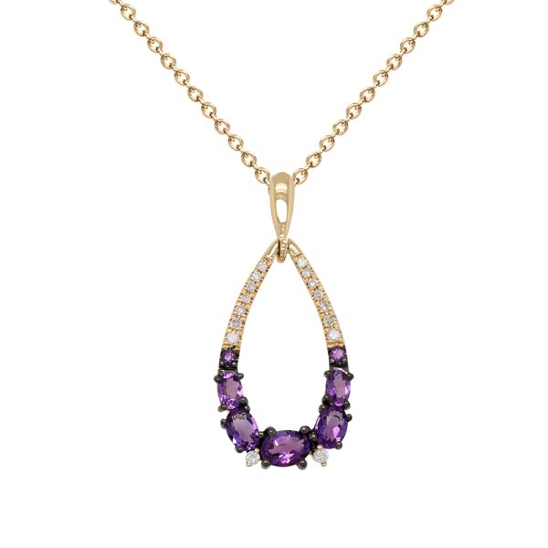 14KT Yellow Gold Diamond and Amethyst Pendant