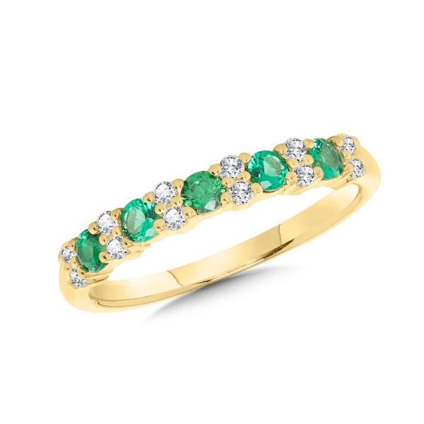 14KT YG DIAMOND EMERALD RING