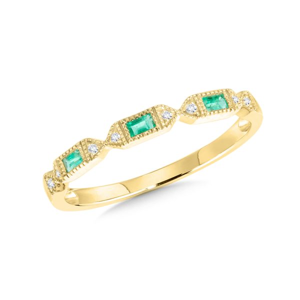 14KT Yellow Gold Diamond and Emerald Ring