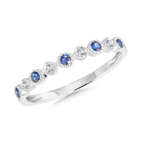 14KT White Gold Diamond and Sapphire Ring