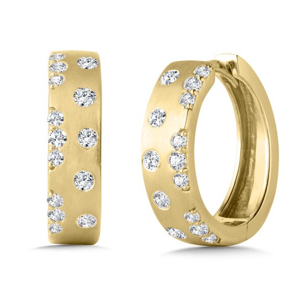 14KT YG DIAMOND HOOP EARRING