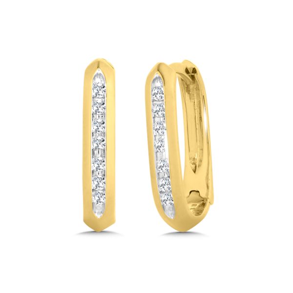 10KT YG DIAMOND HOOP EARRING