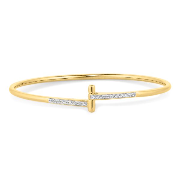 14KT YG DIAMOND BANGLE